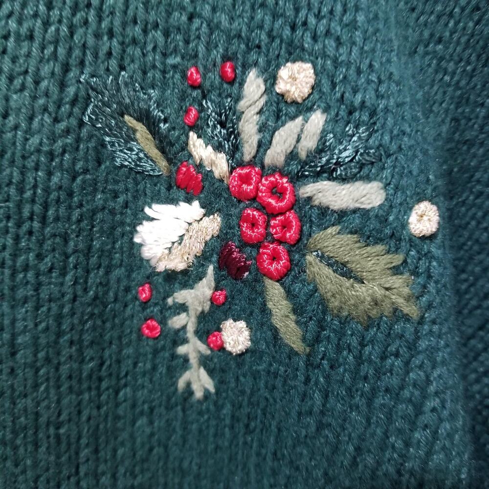 Vintage Tiara International Sweater Womens Medium Green Santa Christmas Tree 90s - Picture 5 of 8